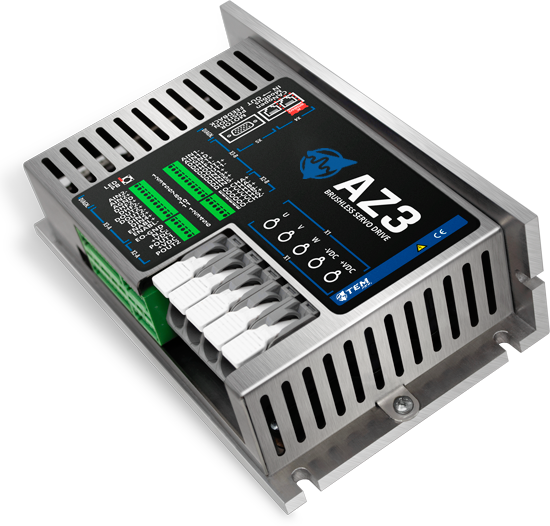 AZ3 - AZ3 is a low voltage drive for the control of AC/DC brushless motors and DC motors. A very flexible and compact drive, usable both for new application than for replacement of older devices.